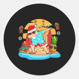 Dabbing Santa Sungles With Pineapple Watermelon On Classic Round Sticker