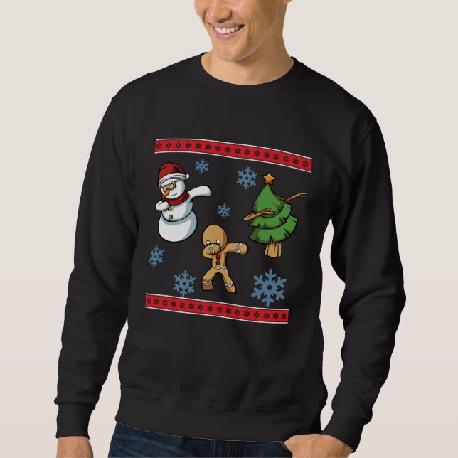 Dabbing Santa Tree Cookie Ginger Christmas Celebra Sweatshirt (Front)
