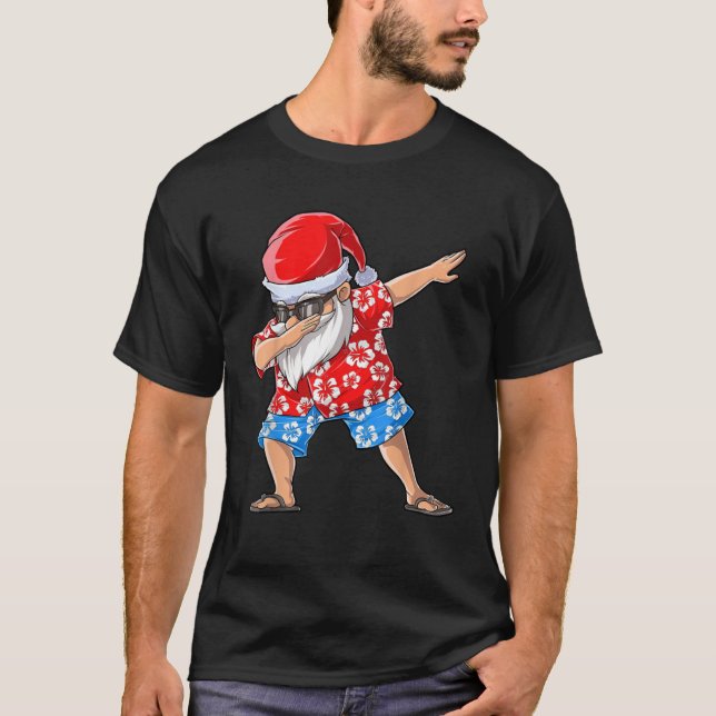 Dabbing Santa Tropical Island Christmas Hawaiian X T-Shirt (Front)