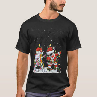Dabbing Santa Unicorn Lights Ugly Christmas Tree K T-Shirt