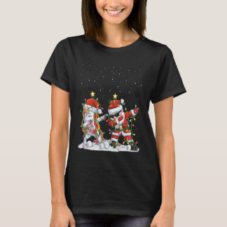 Dabbing Santa Unicorn Lights Ugly Christmas Tree K T-Shirt