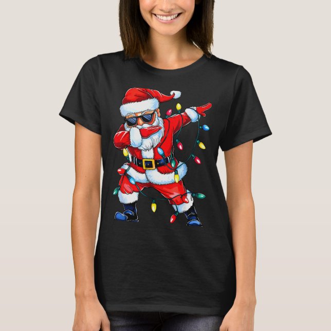 Dabbing Santa Xmas Light Girls Boys Kids Funny Chr T-Shirt (Front)
