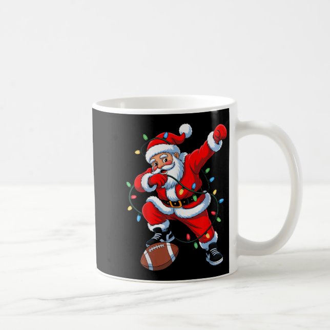Dabbing Santa Xmas Lights Football Christmas Boys  Coffee Mug (Right)
