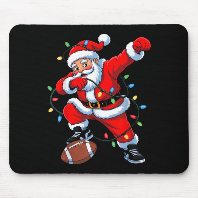 Dabbing Santa Xmas Lights Football Christmas Boys  Mouse Pad (Front)