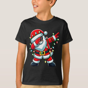 Dabbing Santa Xmas Lights Funny Christmas Men Wome T-Shirt