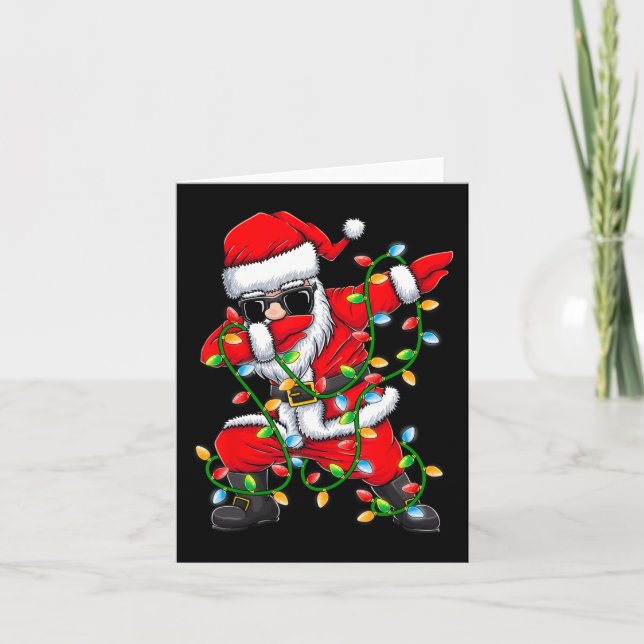Dabbing Santa Xmas Lights Girls Boys Kids Christma Card (Front)