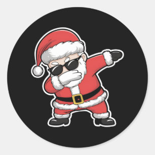 Dabbing Santa Xmas Lights Kids Christmas Gifts Classic Round Sticker