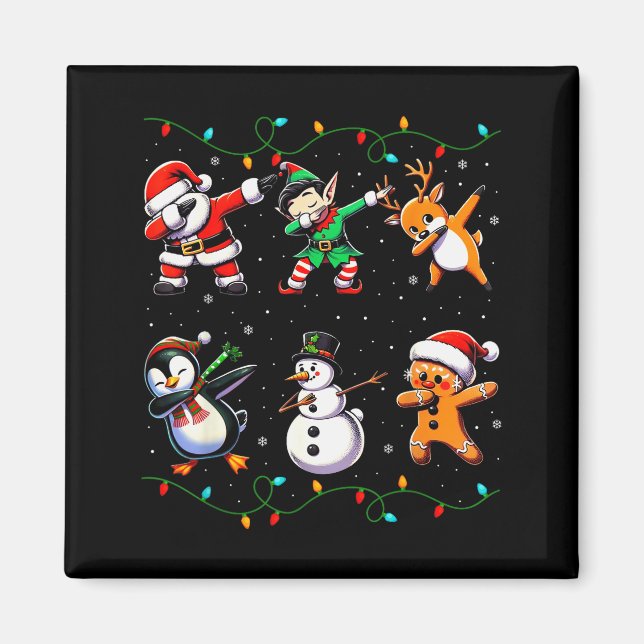 Dabbing Santa Xmas Lights Kids Girls Boys Christma Magnet (Front)