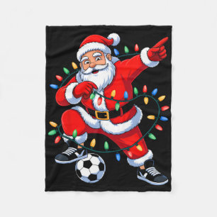 Dabbing Santa Xmas Lights Soccer Christmas Boys Me Fleece Blanket