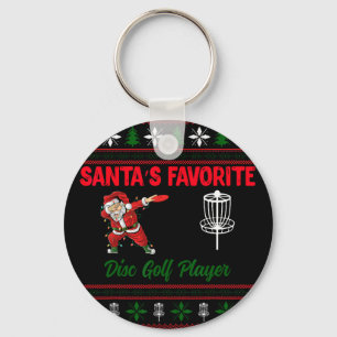 Dabbing Santa's Favourite Disc Golf Player Christm Key Ring