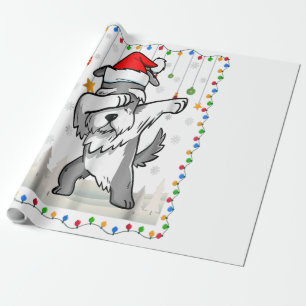 Dabbing Schnauzer Santa Light Christmas Wrapping Paper