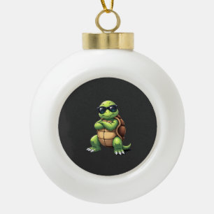Dabbing Sea Turtle Animal Lover Save The Turtles ( Ceramic Ball Christmas Ornament