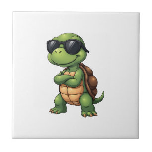 Dabbing Sea Turtle Animal Lover Save The Turtles ( Ceramic Tile