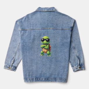 Dabbing Sea Turtle Animal Lover Save The Turtles ( Denim Jacket