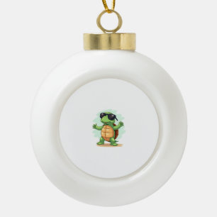 Dabbing Sea Turtle Animal Lover Save The Turtles T Ceramic Ball Christmas Ornament