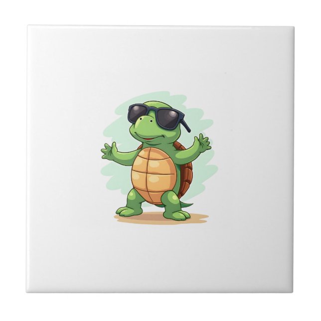 Dabbing Sea Turtle Animal Lover Save The Turtles T Ceramic Tile (Front)
