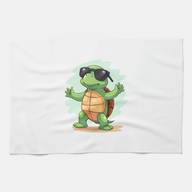 Dabbing Sea Turtle Animal Lover Save The Turtles T Tea Towel (Horizontal)