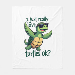 Dabbing Sea Turtle I Just Really Love Turtles Ok_ Fleece Blanket