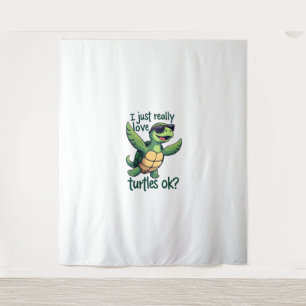 Dabbing Sea Turtle I Just Really Love Turtles Ok_  Tapestry