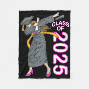 Dabbing Senior Cl Of 2025 College Graduation Gift Fleece Blanket