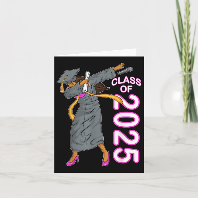 Dabbing Senior Cl Of 2025 Graduation Gift Black Wo Card (Front)
