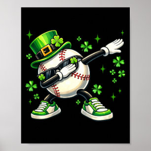 Dabbing shamrock baseball st patrick's day kids bo poster
