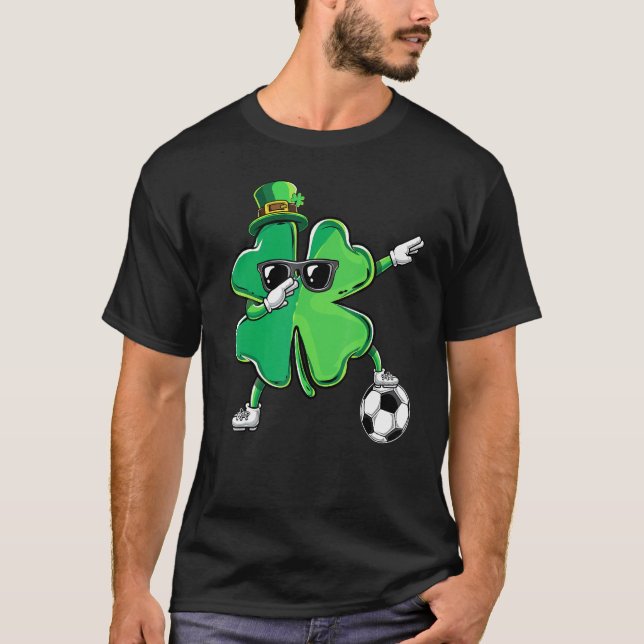Dabbing Shamrock Dab Soccer St Paddys Day Boys T-Shirt (Front)