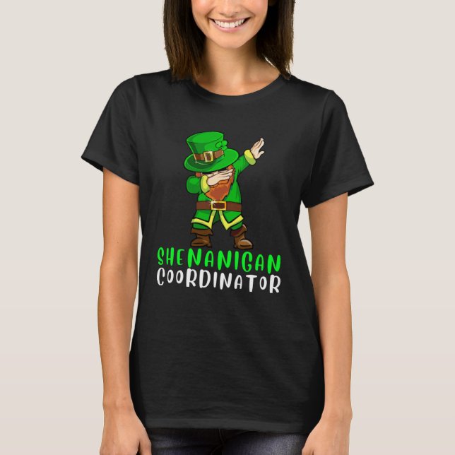 Dabbing Shamrock Shenanigans Leprechaun Unicorn Gn T-Shirt (Front)