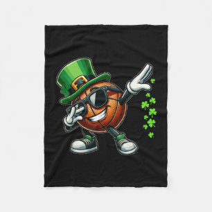 Dabbing Shamrock Sketll Funny St Patrick's Day Kid Fleece Blanket