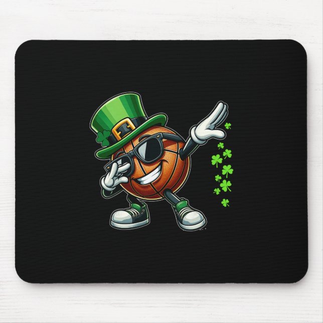 Dabbing Shamrock Sketll Funny St Patrick's Day Kid Mouse Pad (Front)