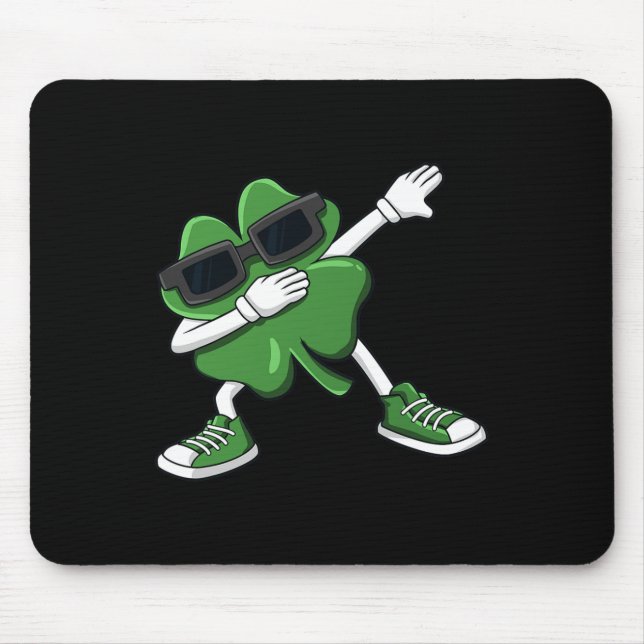 Dabbing Shamrock St Patrick's Day Fun Boys Girls K Mouse Pad (Front)