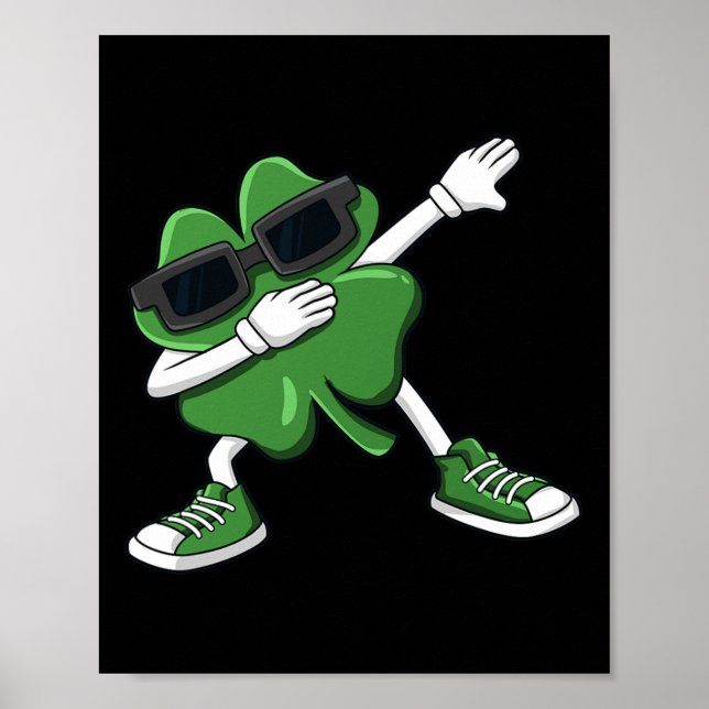 Dabbing Shamrock St Patrick's Day Fun Boys Girls K Poster (Front)