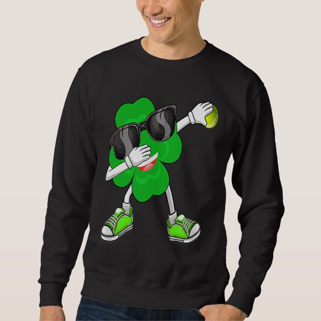 Dabbing Shamrock & Tennis Ball Saint Patrick's Day Sweatshirt (Front)
