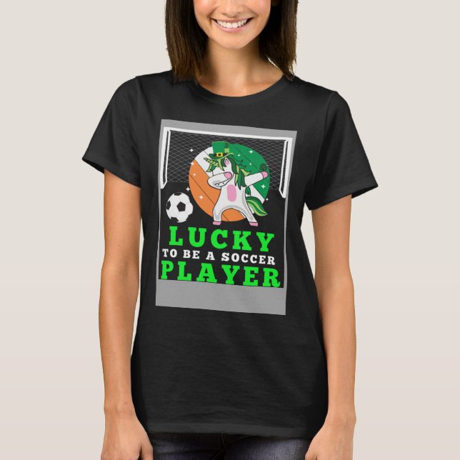 Dabbing Shenanigans Leprechaun Unicorn Soccer Play T-Shirt (Front)