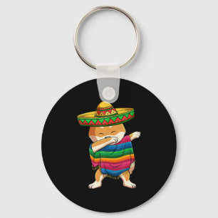 Dabbing Shiba Inu Poncho Sombrero Cinco De Mayo Key Ring