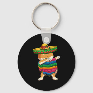 Dabbing Shiba Inu Poncho Sombrero Cinco De Mayo Key Ring
