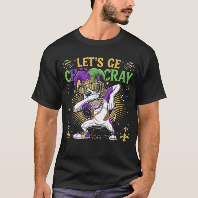 Dabbing Shorthaired Pointer Mardi Gras Cray Cray T-Shirt (Front)