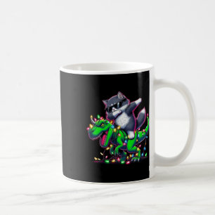 Dabbing Siberian Cat On Xmas Lights Dinosaur T Rex Coffee Mug