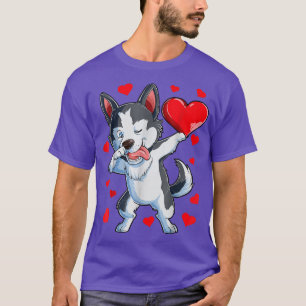 Dabbing Siberian Husky Heart Valentines Day Boys L T-Shirt