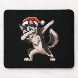 Dabbing Siberian Husky Santa Hat Christmas Dab Dan Mouse Pad