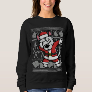 Dabbing Siberian Husky Ugly Christmas Sweater Grap