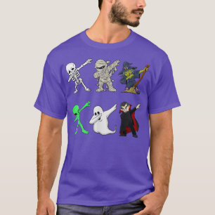 Dabbing Skeleton And Monsters Halloween Dracula Bo T-Shirt
