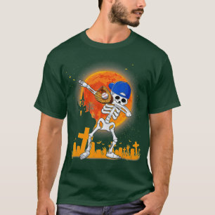 Dabbing Skeleton Baseball Player Halloween For Boy T-Shirt