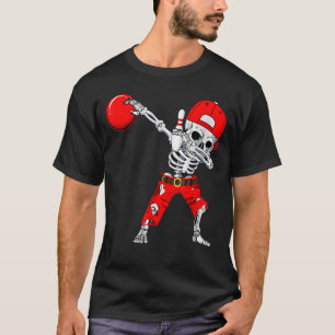 Dabbing Skeleton Bowling Ball Halloween Boys Kids T-Shirt