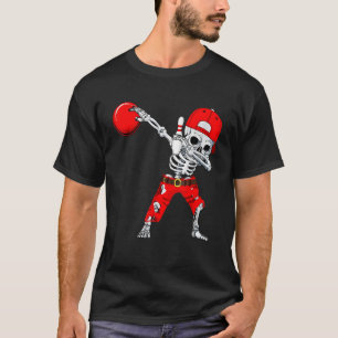 Dabbing Skeleton Bowling Ball Halloween Boys Kids T-Shirt