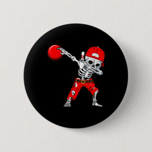 Dabbing Skeleton Bowling Fun Skull Halloween Costu 6 Cm Round Badge