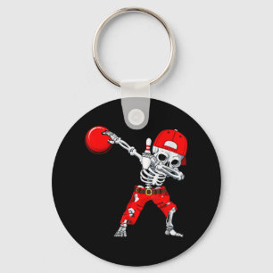Dabbing Skeleton Bowling Fun Skull Halloween Costu Key Ring