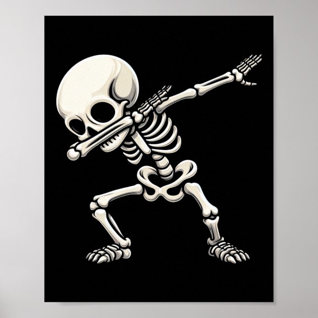 Dabbing Skeleton Boys Kids Men Funny Halloween  Poster (Front)