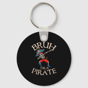 Dabbing skeleton bruh a pirate halloween costume key ring