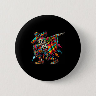 Dabbing Skeleton Cinco De Mayo Fiesta Sombreros Po 6 Cm Round Badge